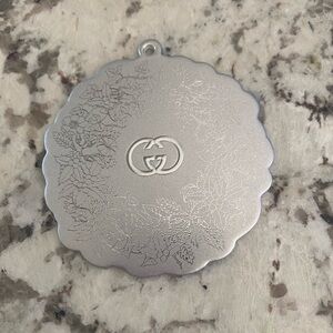 Gucci Silver Floral Engraved Compact Mirror Charm